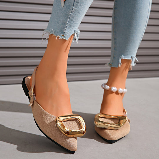 Damen Slingback-Ballerinas mit Herz- und Quadratschnalle EB