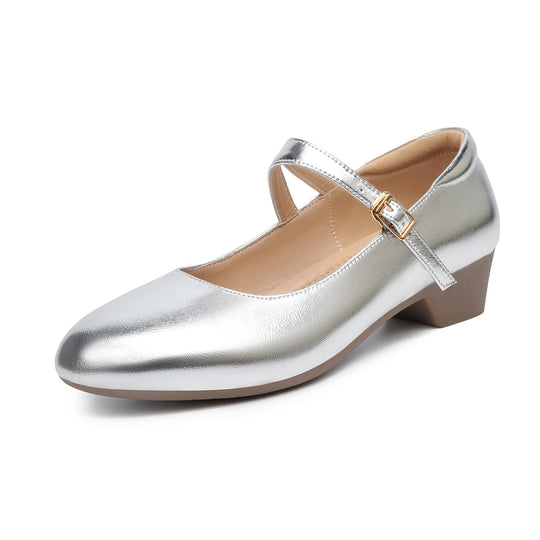 Damen Mary Jane Ballerinas mit modischer Schnalle und bequemer Sohle EB
