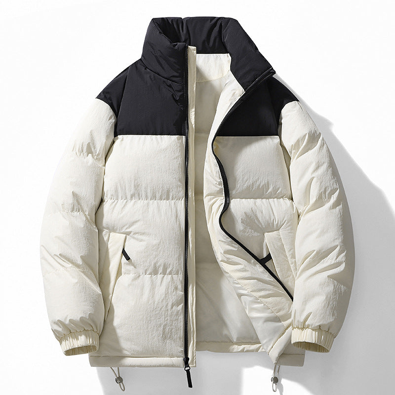 Herren gesteppte Thermo-Steppjacke mit hohem Stehkragen, Zwei-Wege-Reißverschluss und Kordelzugsaum EB
