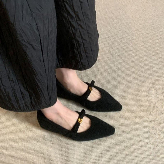 Damen spitze Ballerinas mit zierlichem Blumenakzent EB
