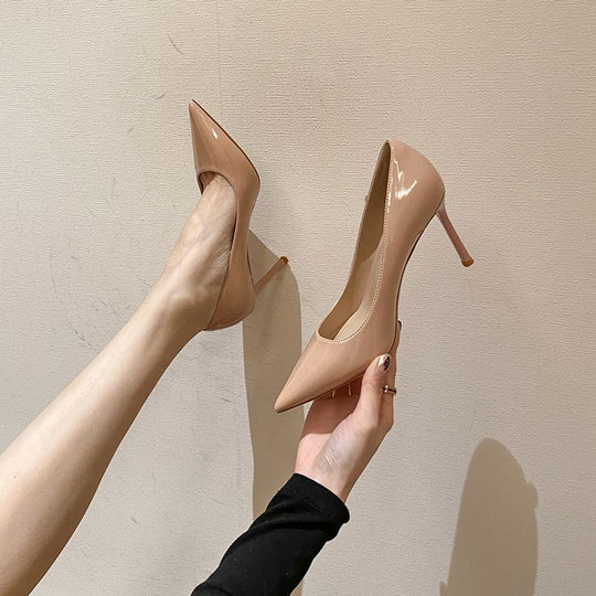 Damen spitze High Heel Pumps mit glänzender Oberfläche EB