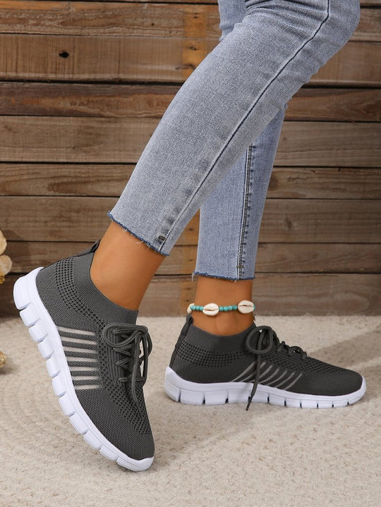 Damen  leichtes gestricktes Sneaker Slipper mit sockenähnlichem Schaft und flexibler Laufsohle EB