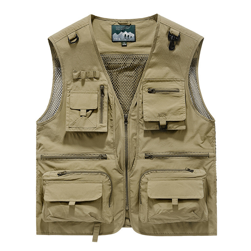 Herren nan multifunktionale Outdoor-Taktikweste mit zahlreichen Taschen und Netzbesatz EB