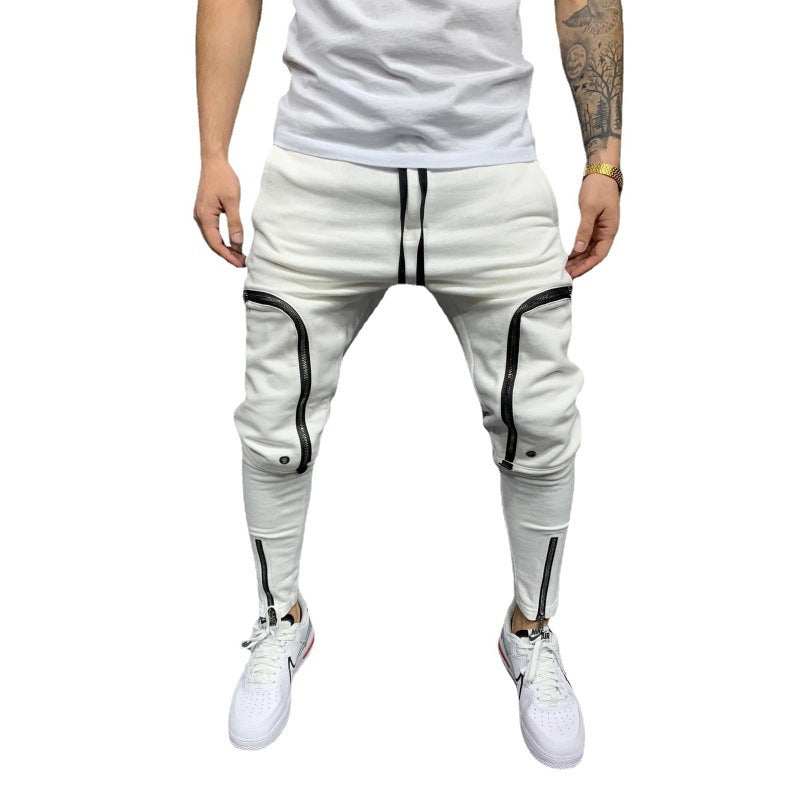 Herren Sportliche Jogginghose mit stylischen Reißverschlüssen und körpernahem Schnitt EB