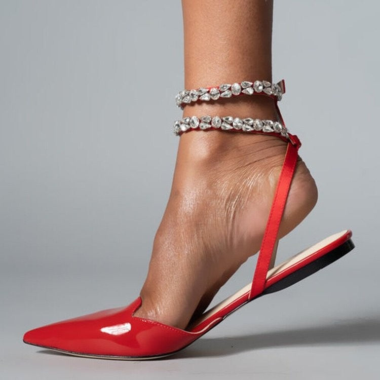 Damen elegante Slingback-Ballerinas mit funkelnden Strass-Details EB