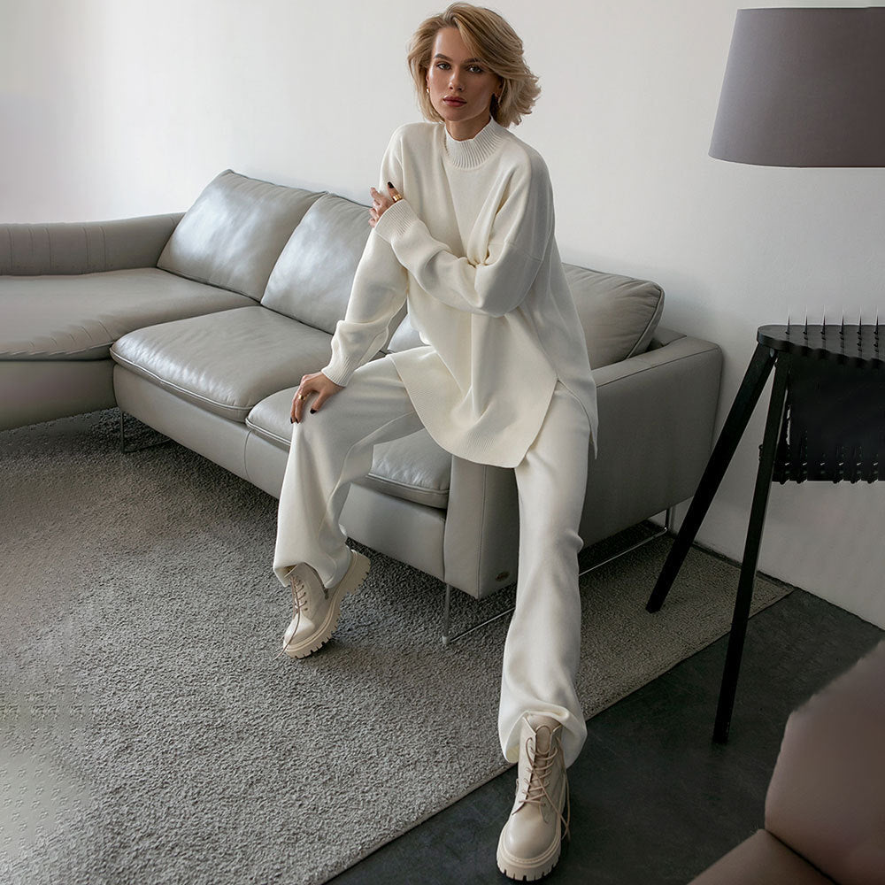 Damen komfortables Strick-Ensemble mit weitem Schnitt EB