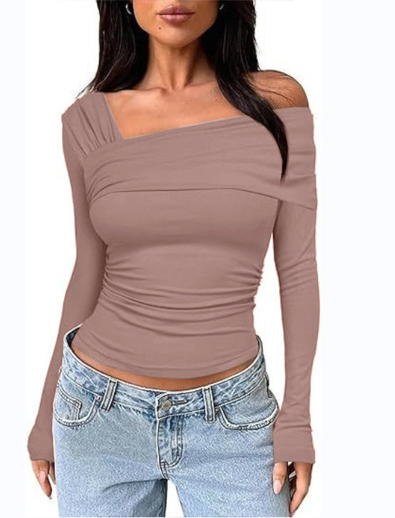 Damen Wickelshirt mit asymmetrischem Ausschnitt und raffiniertem Stretch EB