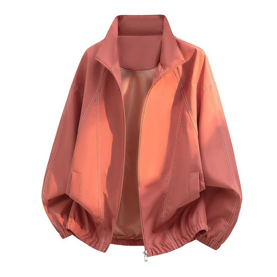 Herren oversized Leichtblouson mit Stehkragen, elastischem Saum und dekorativen Kontrastnähten EB