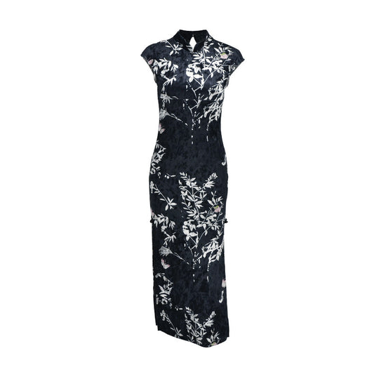 Damen Elegantes Maxikleid mit floralem Druck und Stehkragen EB