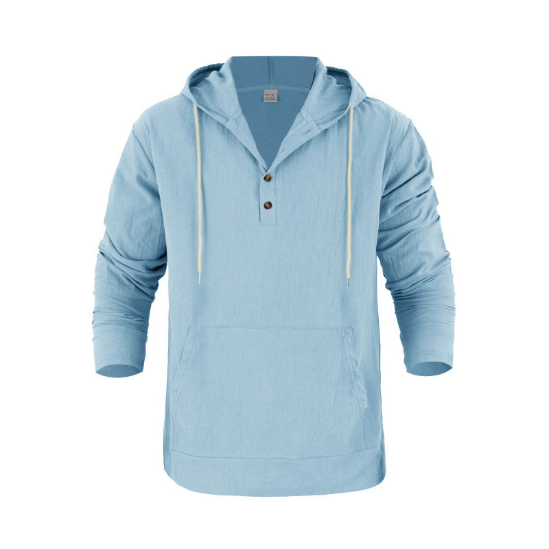 Herren Kapuzensweater mit Knopfleiste und praktischen Taschen EB