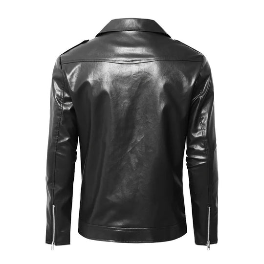 Herren Motorradjacke aus Leder mit asymmetrischem Zip EB