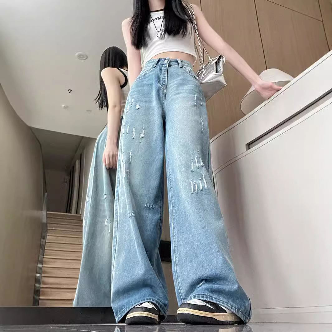 Damen Weite Bootcut-Jeans mit modischem Destroyed-Effekt EB