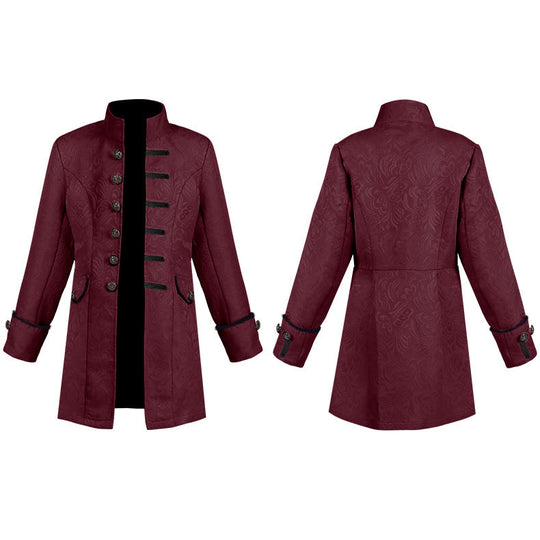 Damen nan taillierter Jacquard-Gehrock mit Stehkragen und dekorativer Knopfleiste Eb