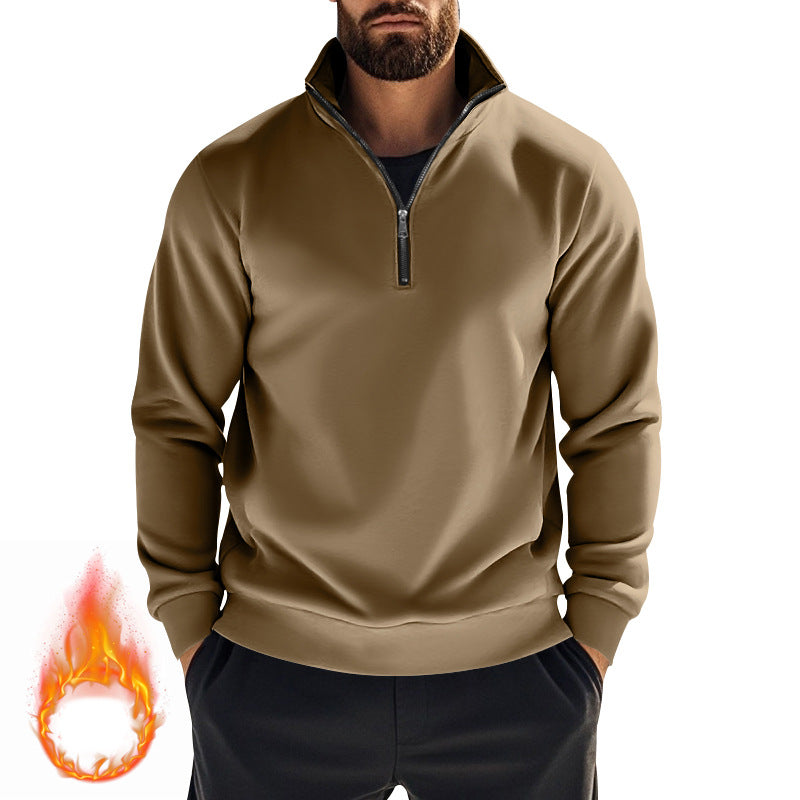 Herren nan thermischer Halbzip-Pullover mit Stehkragen und wärmendem Fleece-Innenfutter EB