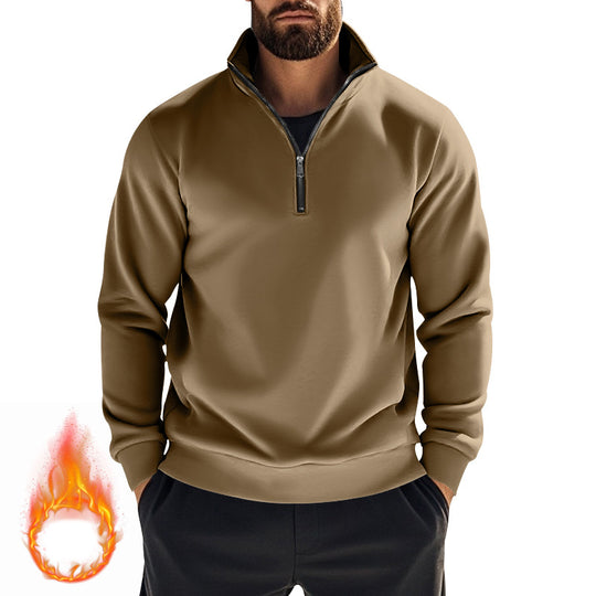 Herren nan thermischer Halbzip-Pullover mit Stehkragen und wärmendem Fleece-Innenfutter EB