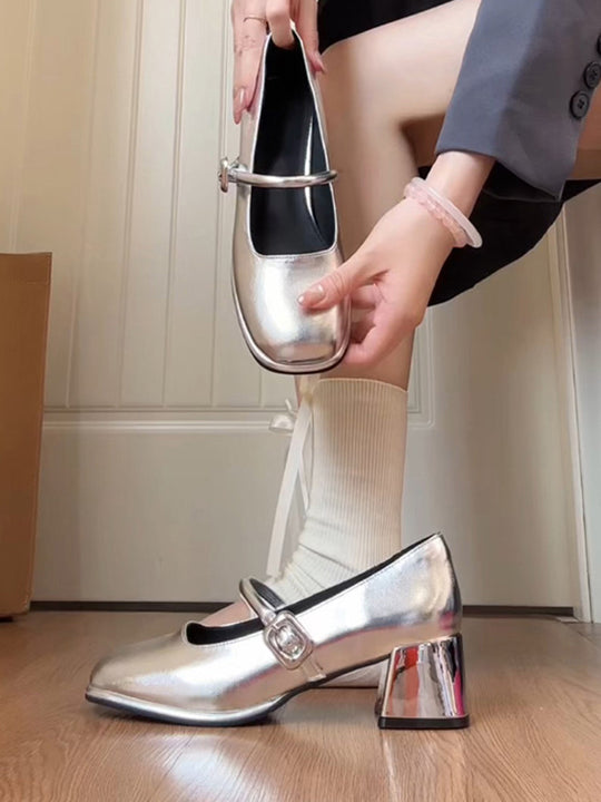 Damen elegante Schnür-Ballerinas mit glänzendem Riemchen EB