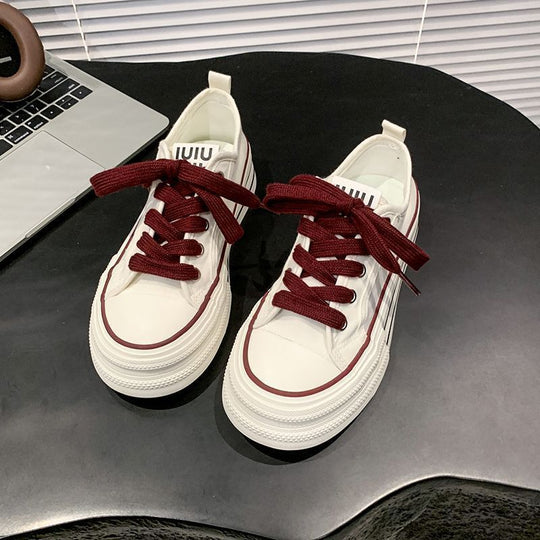 Damen Canvas Sneakers mit kontrastierenden Details und bequemen Schnürsenkeln EB