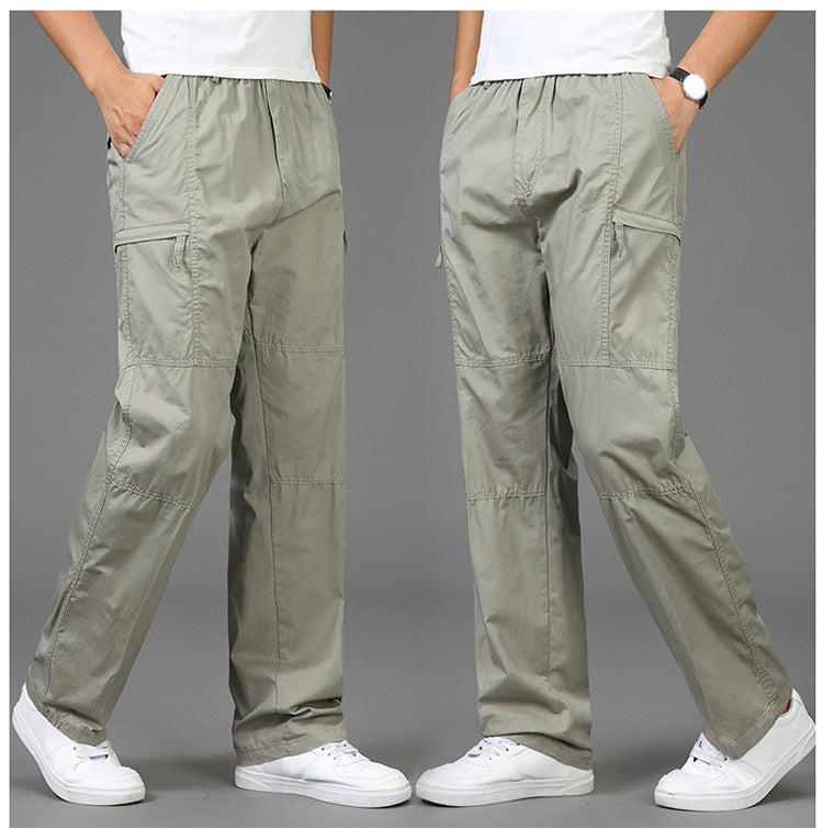 Damen lockere Cargo-Hose mit elastischem Bund, Mehrfachtaschen und Knieabnähern EB
