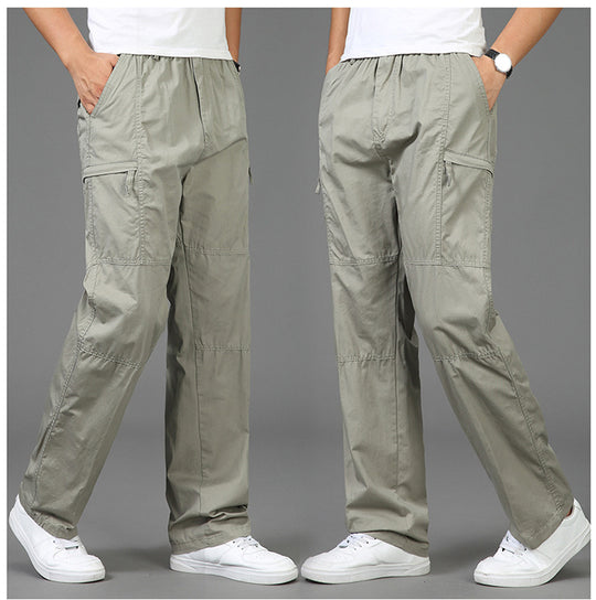 Damen lockere Cargo-Hose mit elastischem Bund, Mehrfachtaschen und Knieabnähern EB
