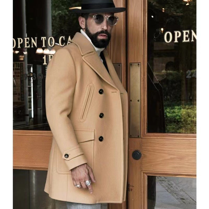 Herren modischer Doppeltbreasted Mantel mit praktischen Taschen EB