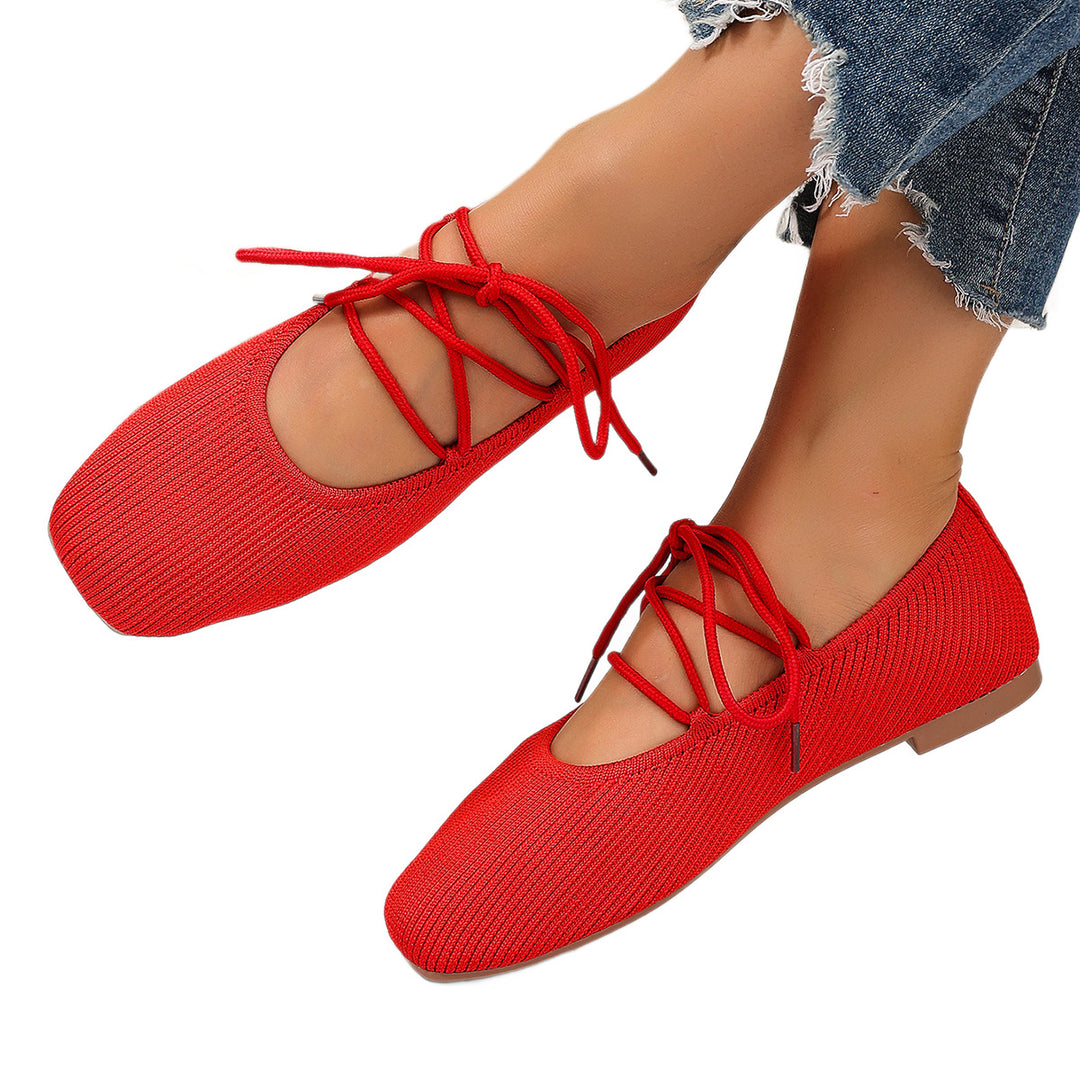 Damen elegante Schnürschuhe mit elastischem Obermaterial EB
