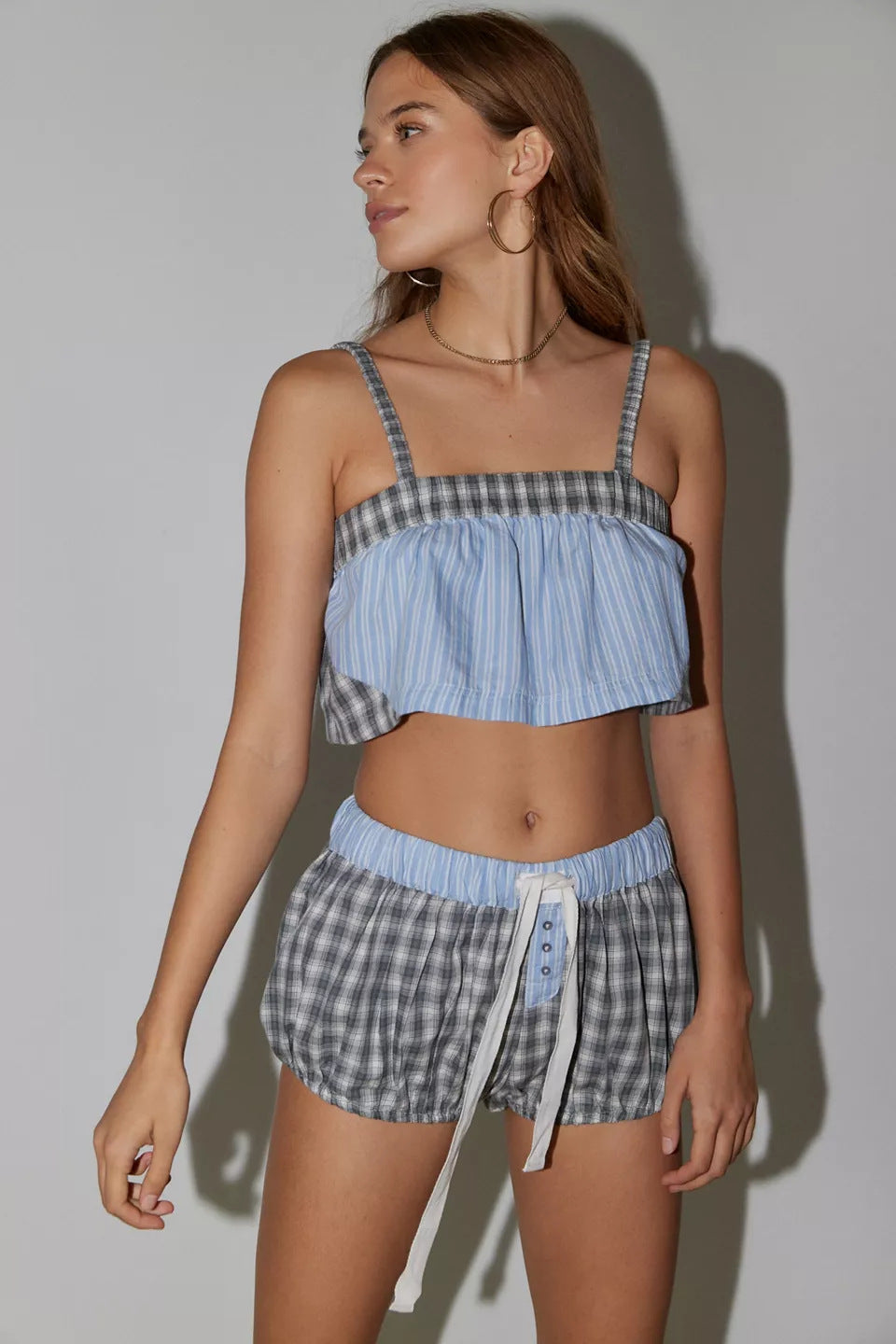 Damen gestreiftes Loungewear-Set EB