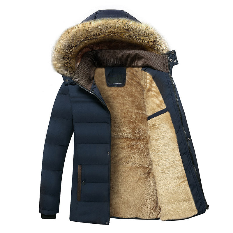 Herren Winterparka mit wärmendem Teddyfutter, abnehmbarer Kapuze und hoher Stehkragen EB