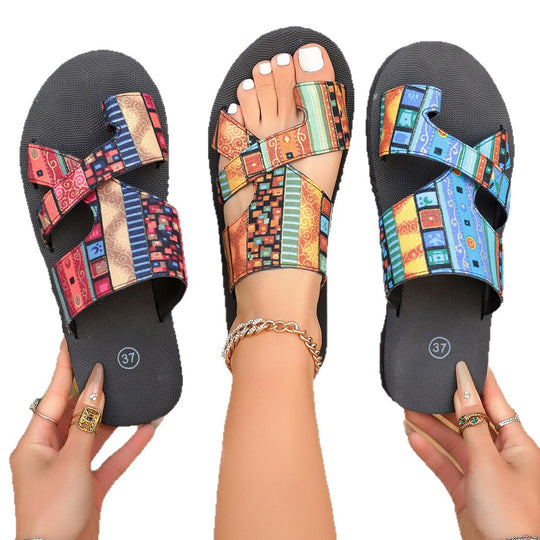 Damen Komfortable Freizeitsandalen mit dekorativem Muster EB