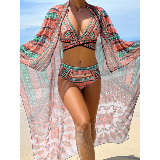 Damen Bikini-Set mit hoch geschnittenem Slip und verstellbarem Oberteil EB