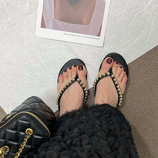 Damen Zehentrenner-Sandalen mit dekorativem Kettendetail EB