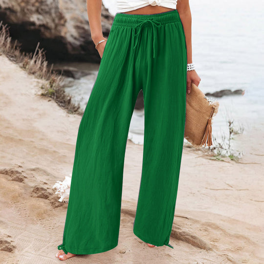 Damen Weite hose mit elastischem Bund und praktischen Taschen EB