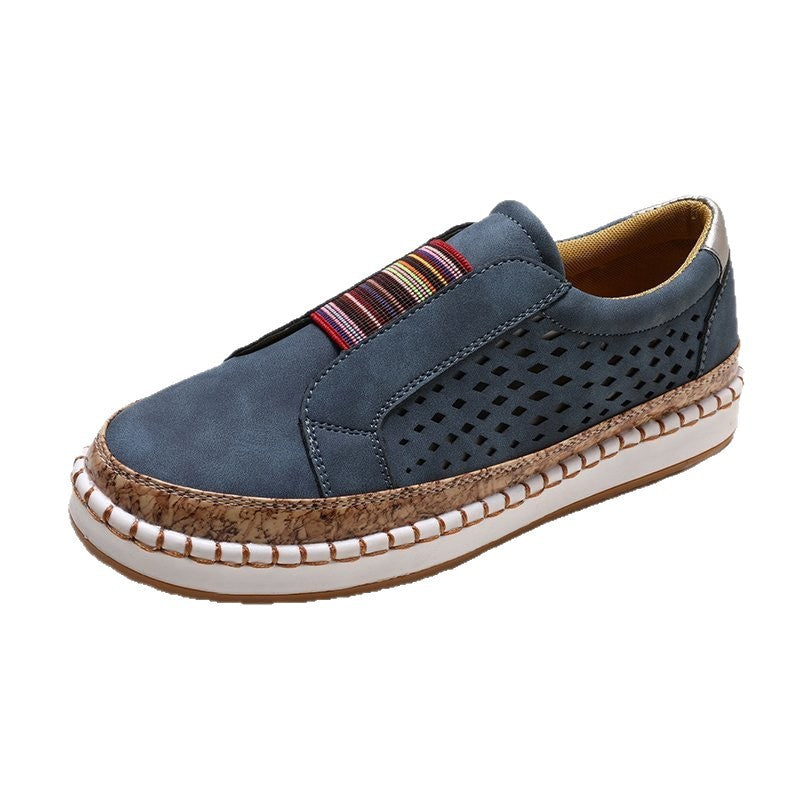 Damen modische Slip-On Sneakers mit luftiger Netzstruktur und dekorativen Streifen EB