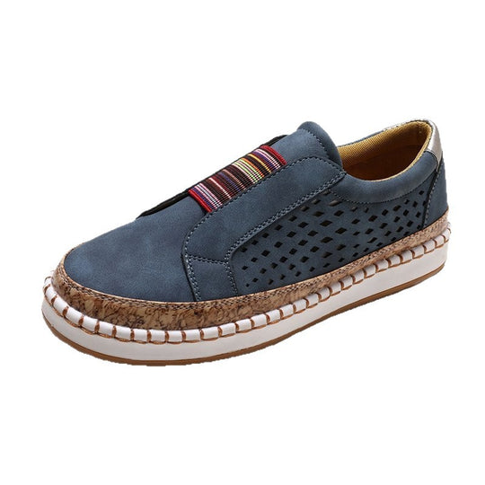 Damen modische Slip-On Sneakers mit luftiger Netzstruktur und dekorativen Streifen EB