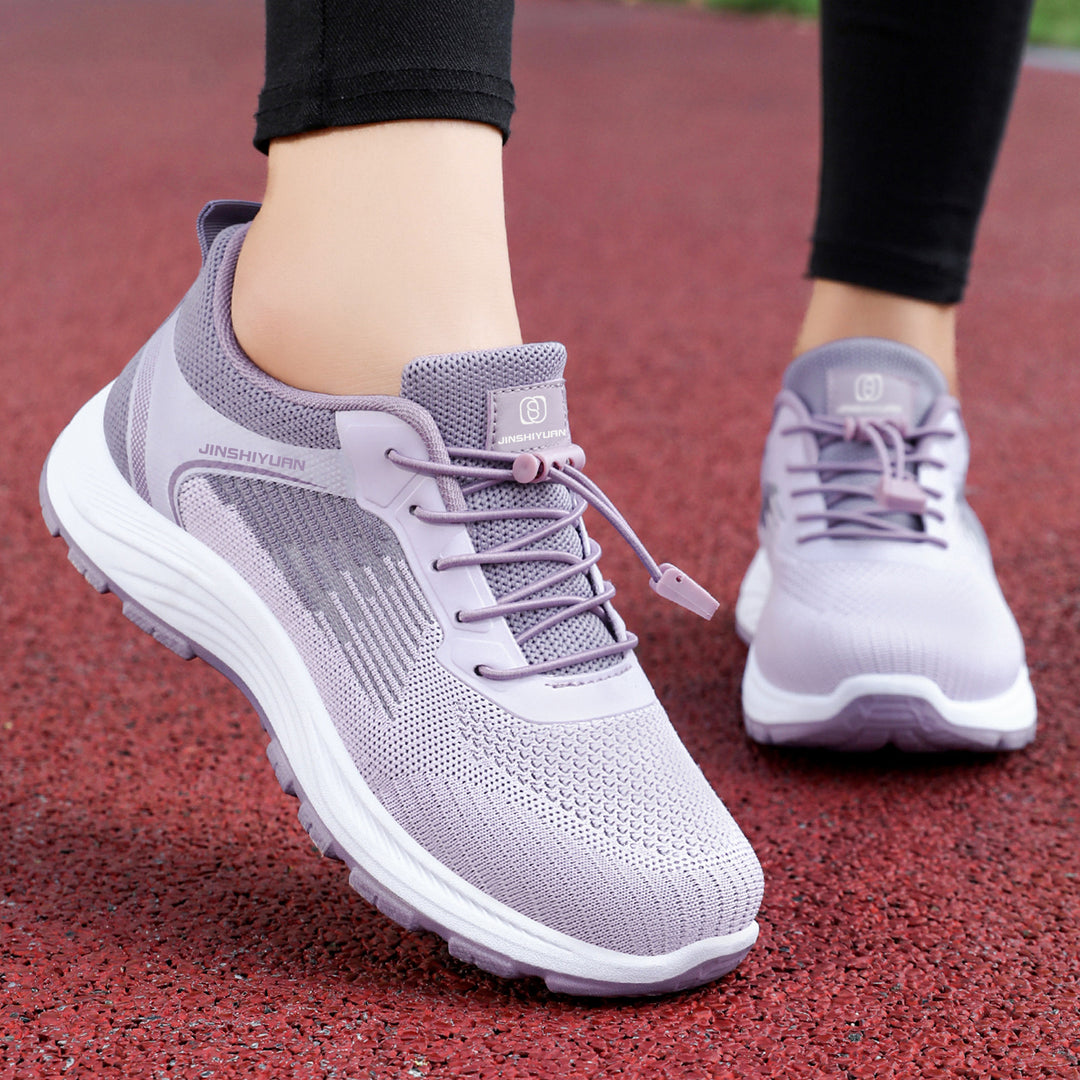 Damen nan leichter atmungsaktiver Strick-Walking-Sneaker mit Schnellzug-Kordel und gedämpfter EVA-Zwischensohle EB