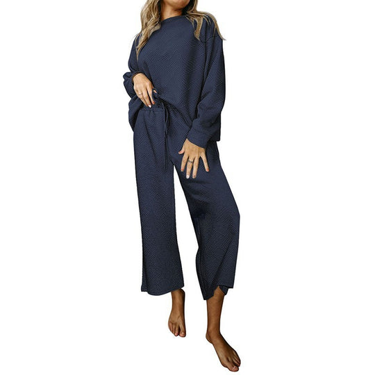 Damen Lässiges Sweater-Set mit weitem Schnitt und praktischen Bindegürteln EB
