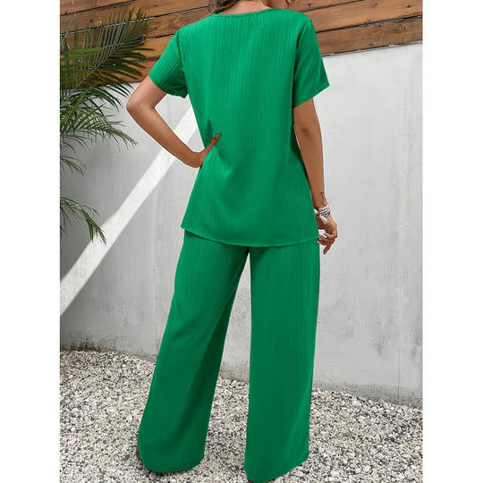 Damen stilvolles Zweiteiler-Set mit plissierten Details EB