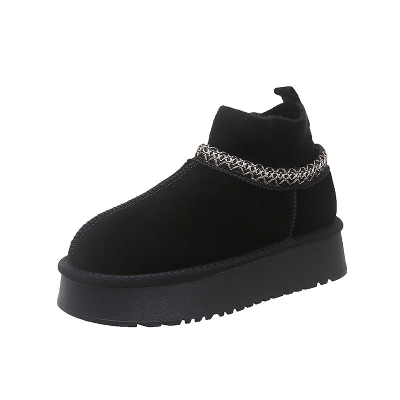 Damen modische Ankle Boots mit elastischem Kragen und rutschfester Sohle EB