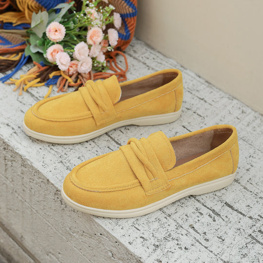 Damen nan elegante Wildlederoptik-Loafer mit gepolstertem Komfortfußbett EB