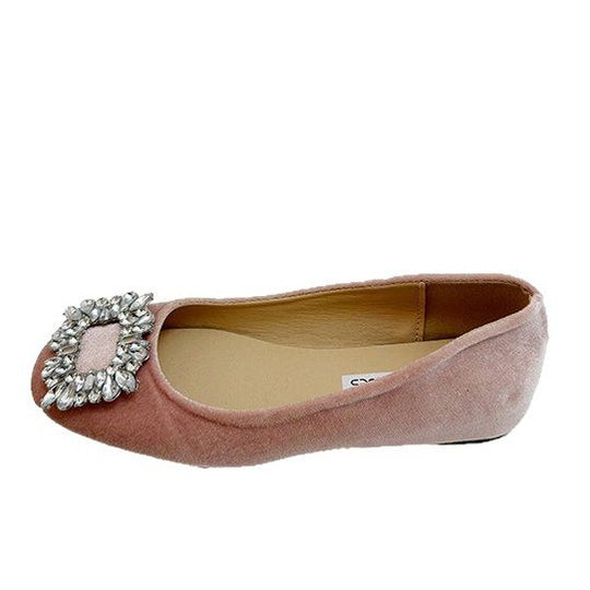 Damen raffinierte Ballerinas mit funkelndem Schmuckdetail und flexiblem Fußbett EB