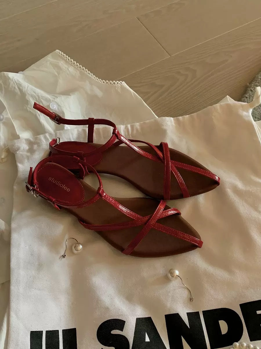 Damen elegante Sandalen mit geschwungenem Riemen und komfortablem Fußbett EB
