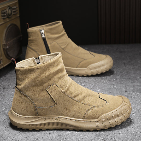 Damen Modische Ankle Boots mit elastischem Schaft und robustem Profilsohle EB