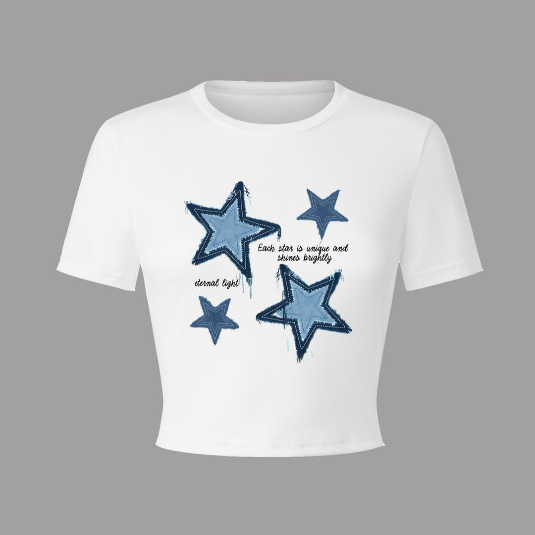 Damen Crop-T-Shirt mit kreativem Herzmotiv und motivierendem Schriftzug EB