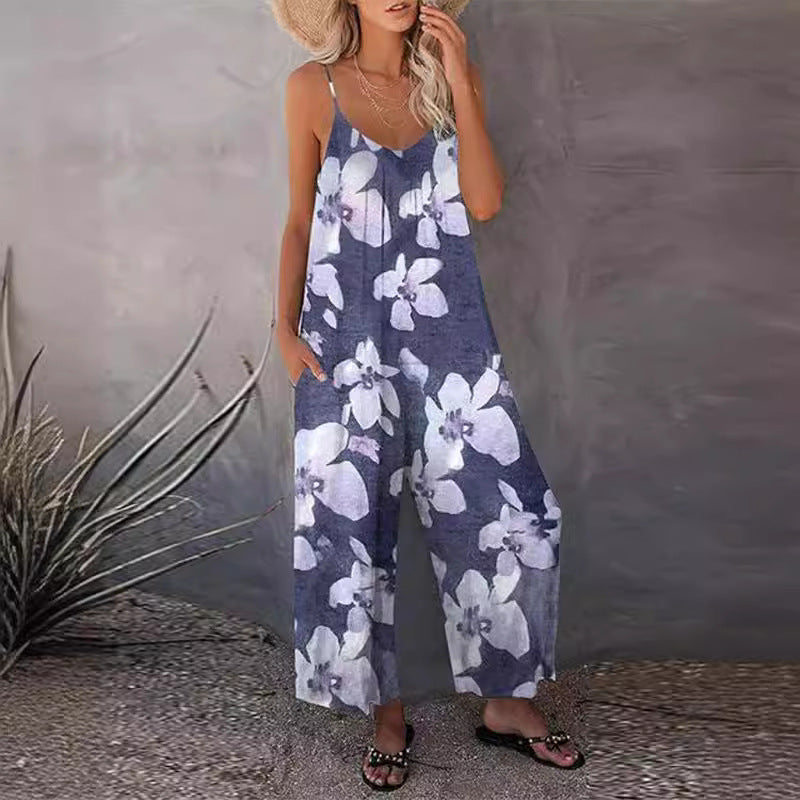 Damen Jumpsuit mit weitem Bein und modischem Muster EB