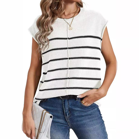 Damen lässiges gestreiftes Strickoberteil EB