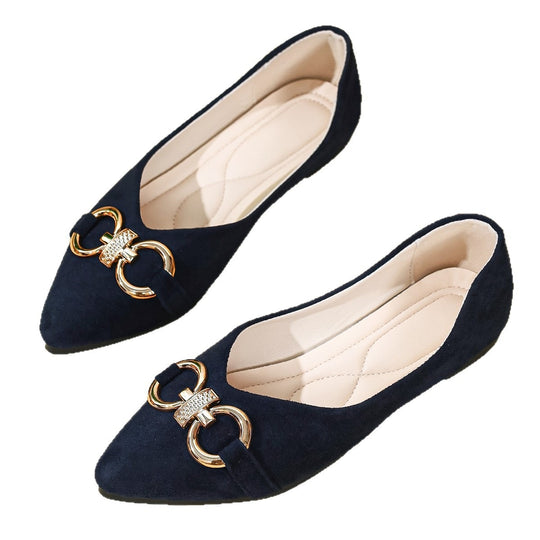 Damen Elegante Ballerinas mit dekorativem Metallring EB