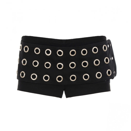 Damen modischer Minirock mit asymmetrischem Schnitt und metallischen Details EB