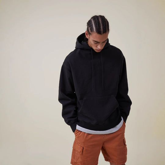 Damen nan oversized Kapuzenpulloverkleid mit Kängurutasche, verlängerter Silhouette und weichem French-Terry EB