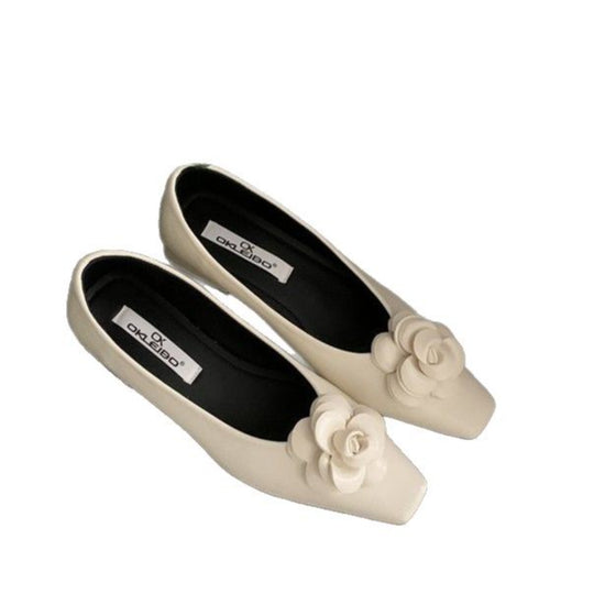 Damen Ballerina-Pumps mit dekorativem Blumendetail EB