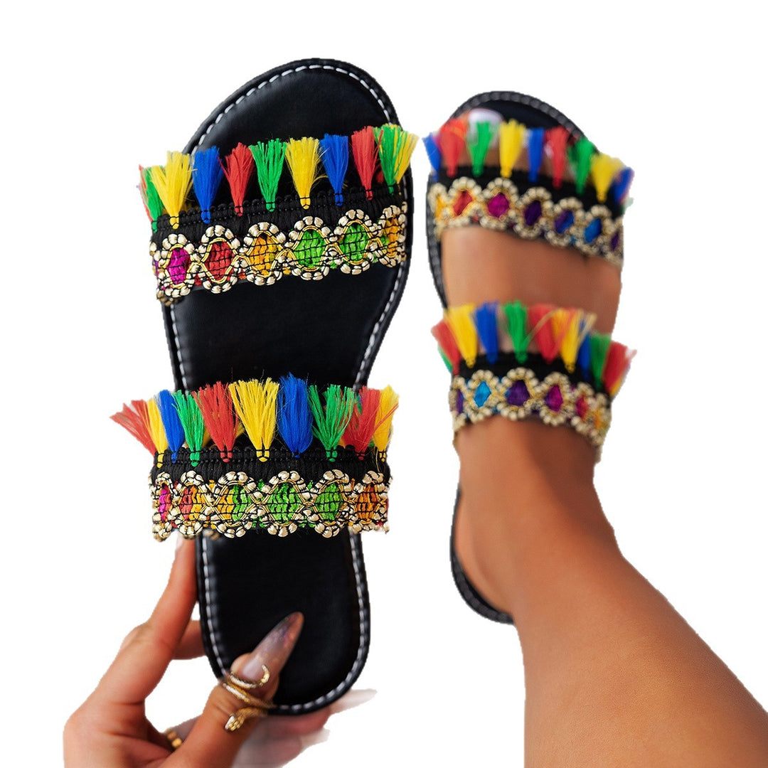 Damen Bunte Embellished Sandalen EB