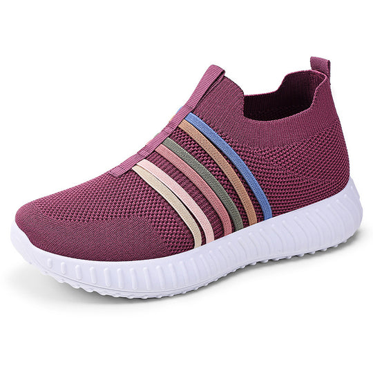 Damen Sportliche Slip-On Sneakers mit elastischem Obermaterial und rutschfester Sohle EB